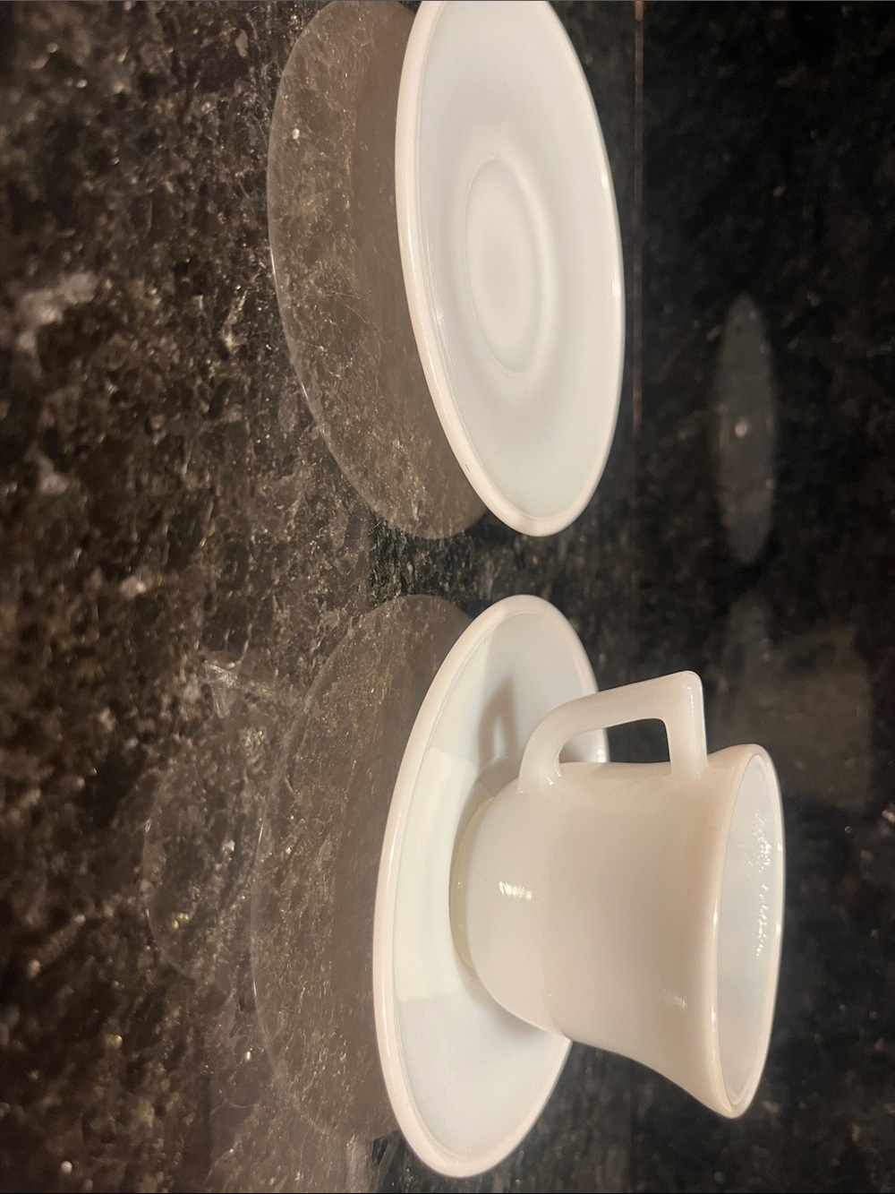 Vintage milk glass Espresso Cup and Saucer Set